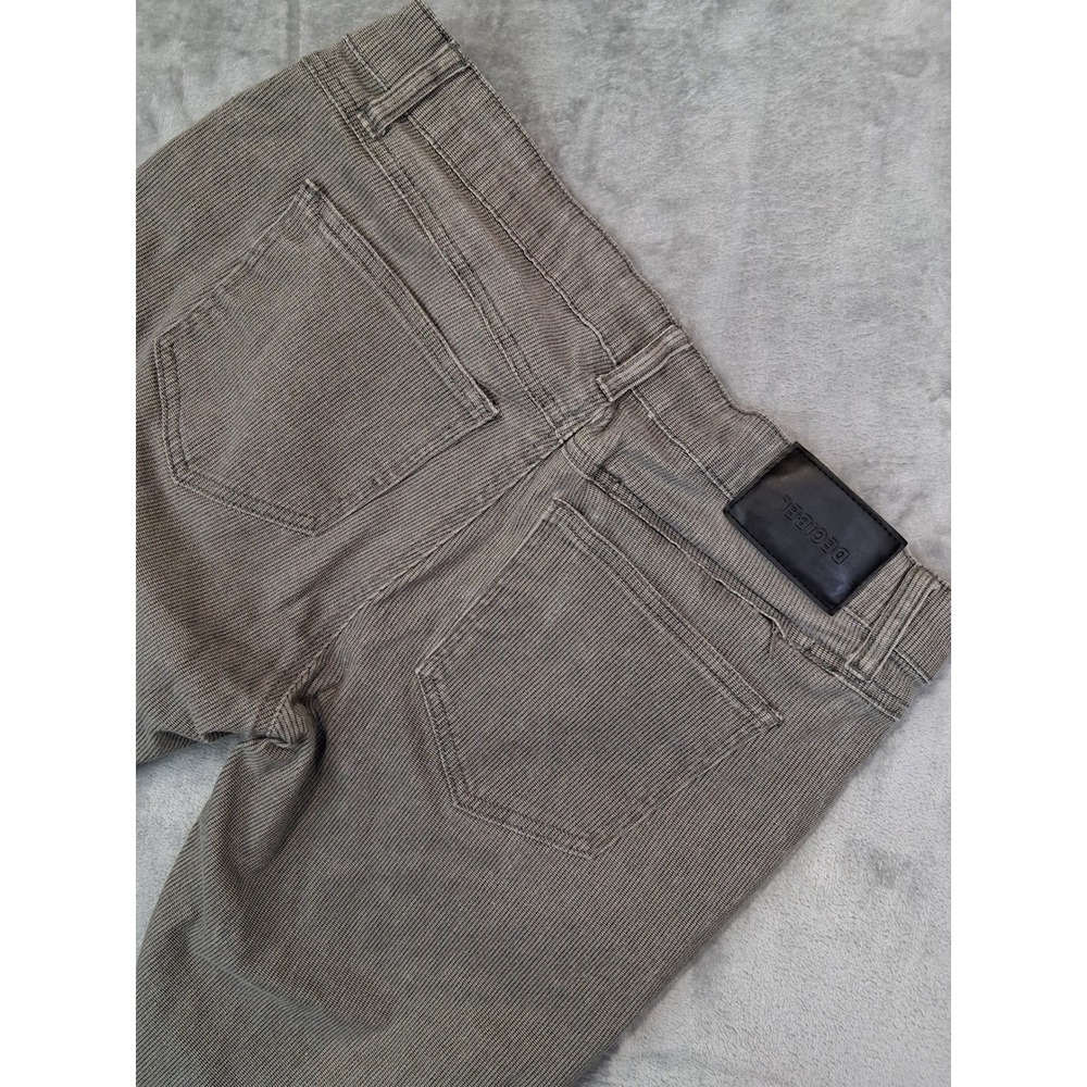Decibel Mens 34x32 Slim Fit Grey Black Micro Check Stretch Nerd Pants Jeans